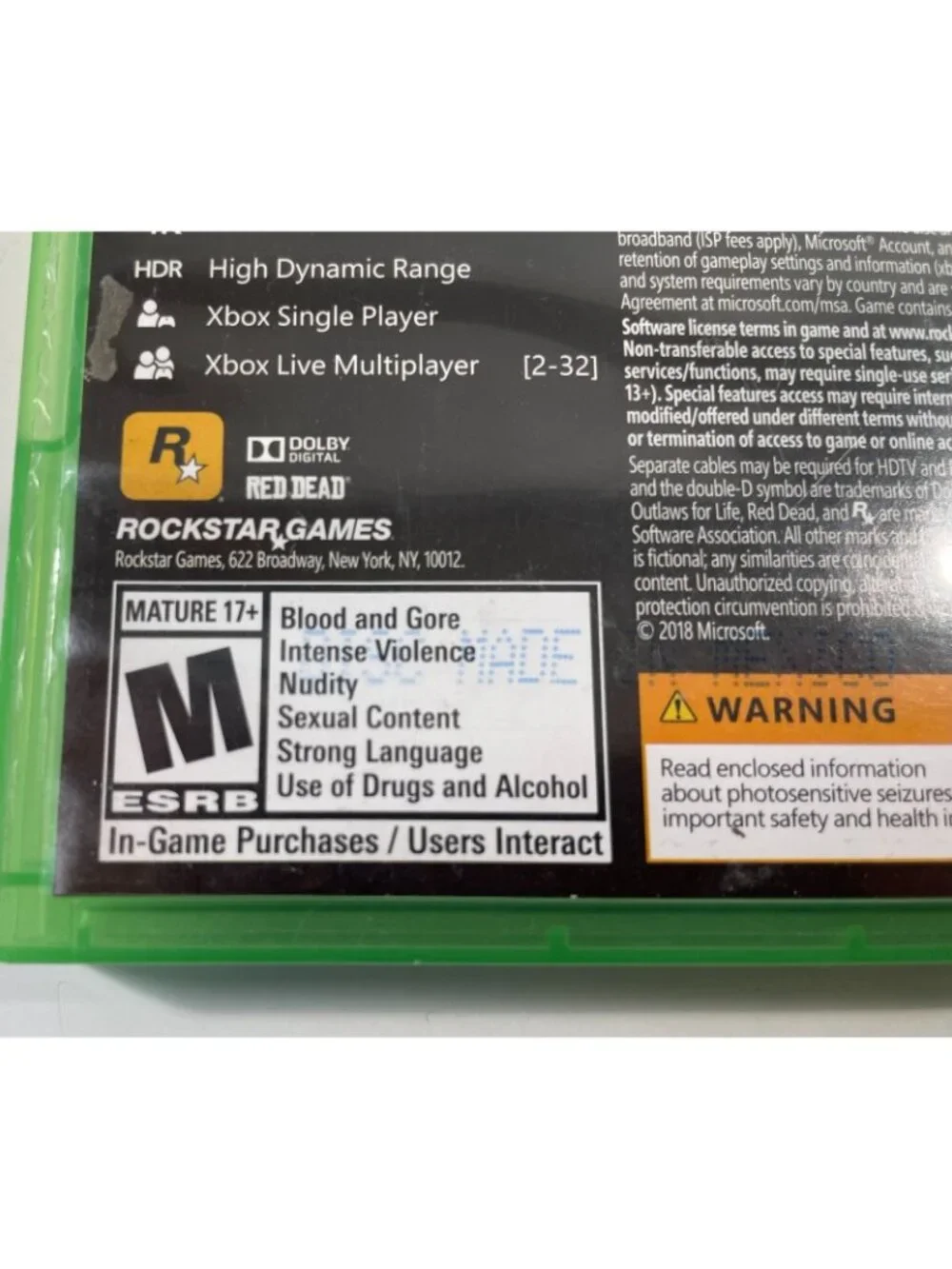 Red Dead Redemption II Xbox One Video Game Set Map 2 Disc Rockstar Games Rated M